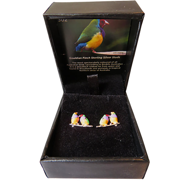 Earring - Gouldian Finch Silver Studs