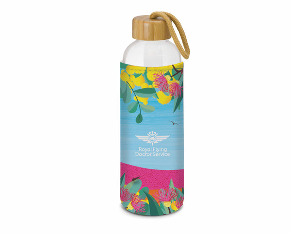 Drink Bottle Glass with Brilliant Outback Design Sleeve